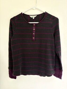 Aventura Navy and Plum Striped Henley